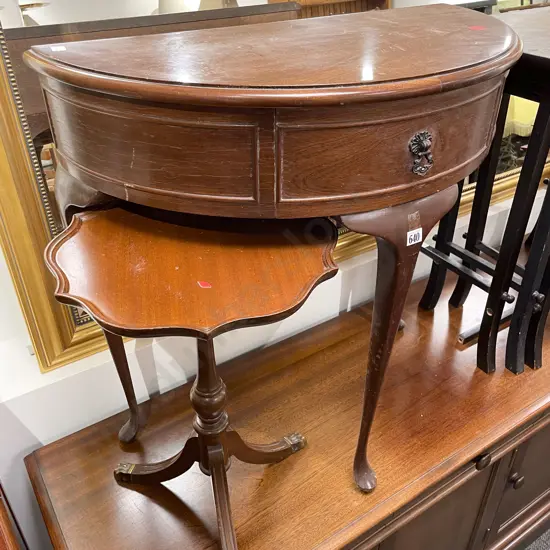 Repro Mahogany Hall Table with Tripod Based Wine Table
