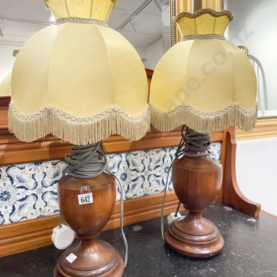 Pair of Turned Wood Table Lamps
