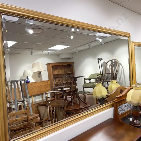 Large Bevell Edged Overmantle Mirror with Modern Gilt Frame