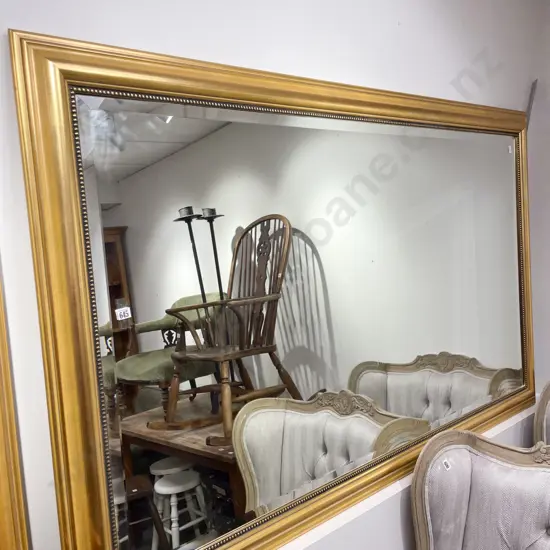 Large Bevell Edged Overmantle Mirror with Modern Gilt Frame