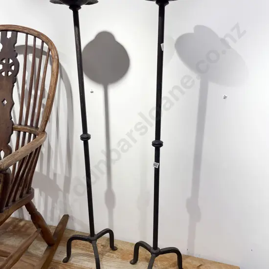 Pair of Wrought Metal Tall Candle Holders
