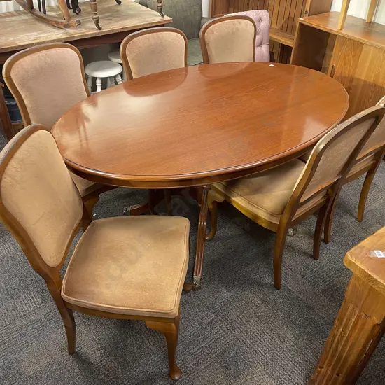 Mahogany Repro Loo Table with Six Dining Chairs