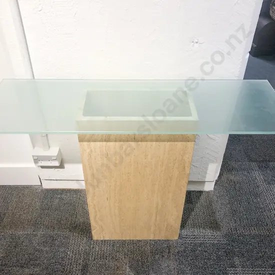 Glass Top Marble Based Console Table