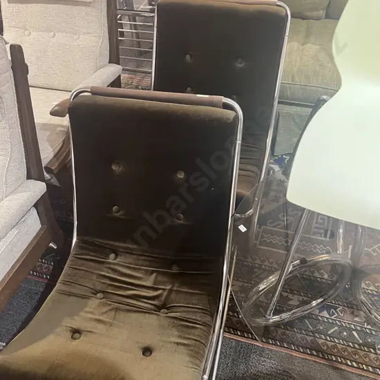 Mid Century Chrome Frame Sling Armchairs