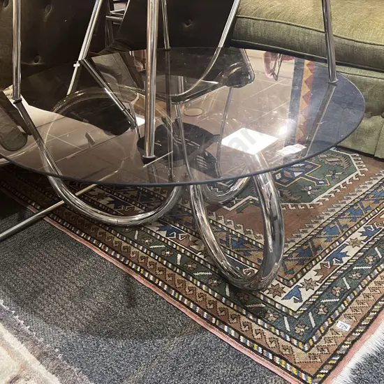 Chrome Ring Form Base Glass Top Coffee Table