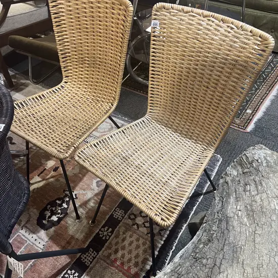 Pair of Mid Century Woven Cane Dining Chairs