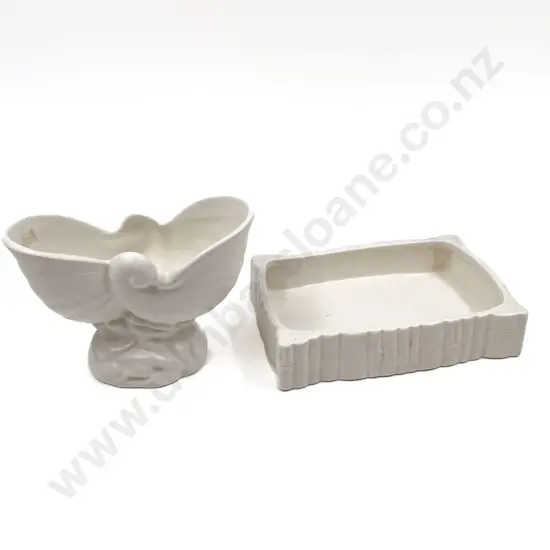 Small Crown Lynn Nautilus Vase together with Crown Lynn Shallow Dish