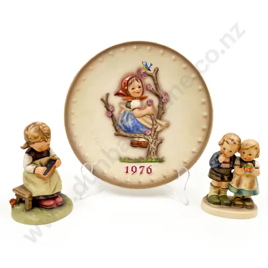 Two Hummel Figures & Hummel Comm. Plate