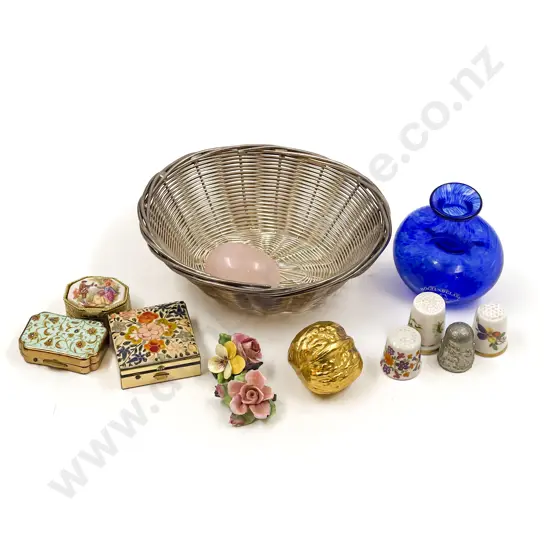 Small Quantity of Assorted Trinket Boxes & Thimbles together with Hoglund Small Bottle