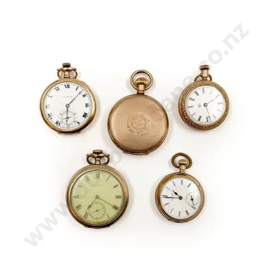 Five Gold Plate Cased Pocket Watches not working