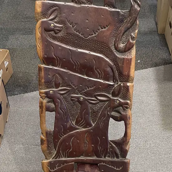 Carved African Wooden High Back Chair