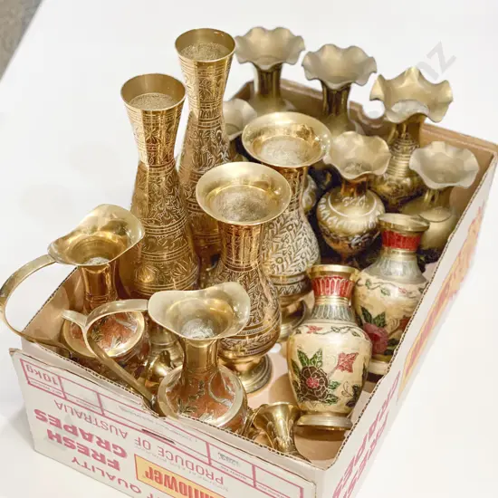 Quantity of Assorted Brass Vases etc