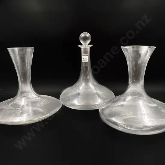 Three Assorted Glass Decanters