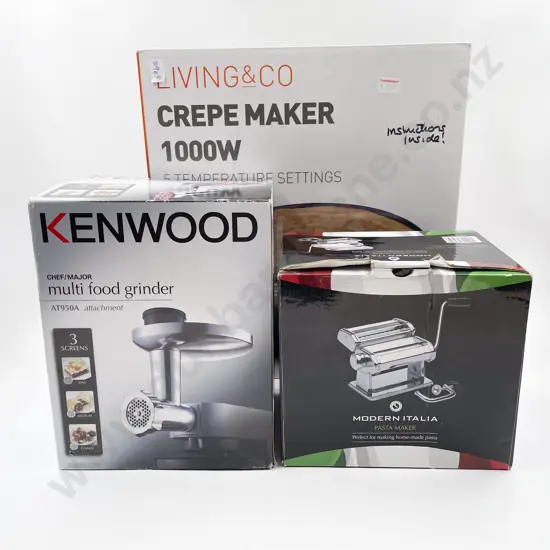 Three Boxed Kitchen Appliances incl Pasta Maker & Food Grinder