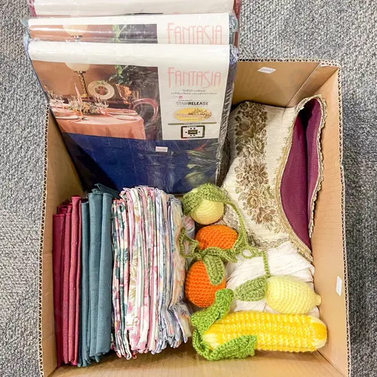 Box of Assorted Linens etc