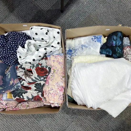 Two Boxes of Material & Linens