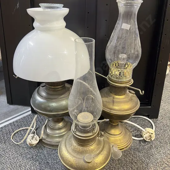 Three Assorted Kerosene Lamps etc