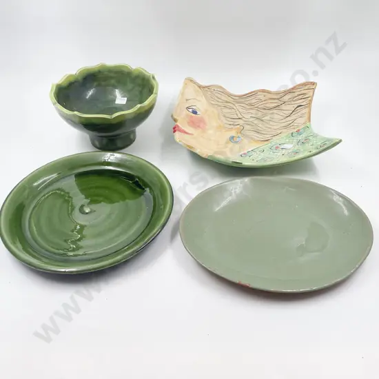 Shona McLean Pedestal Dish & Assorted Glazed Pottery