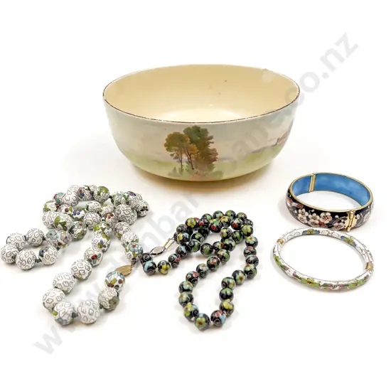 Two Cloisonne Bead Necklaces & Two Cloisonne Bracelets