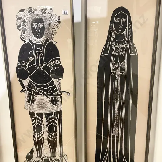 Two Framed Brass Rubbings