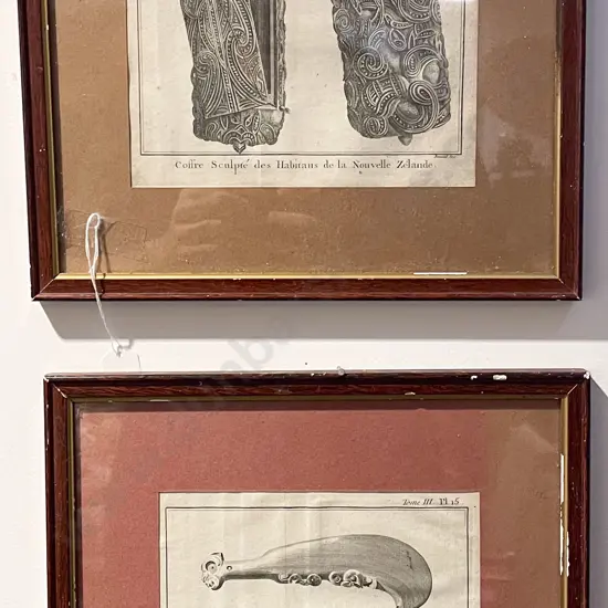 Two Framed Maori Artefact Themed Bookplates