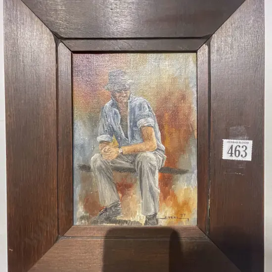 Fay Steel - "Truckie At The Kumeu Sale" - Oil on Board