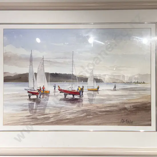 Peter Nicholson - Coastal Yachting Scene - Watercolour on Paper
