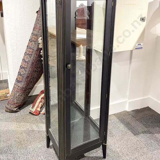 Ebonised Glazed Slender China Cabinet
