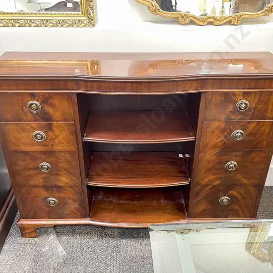 Reproduction Slender Bookcase with Twin Sets of Drawers to Each Side