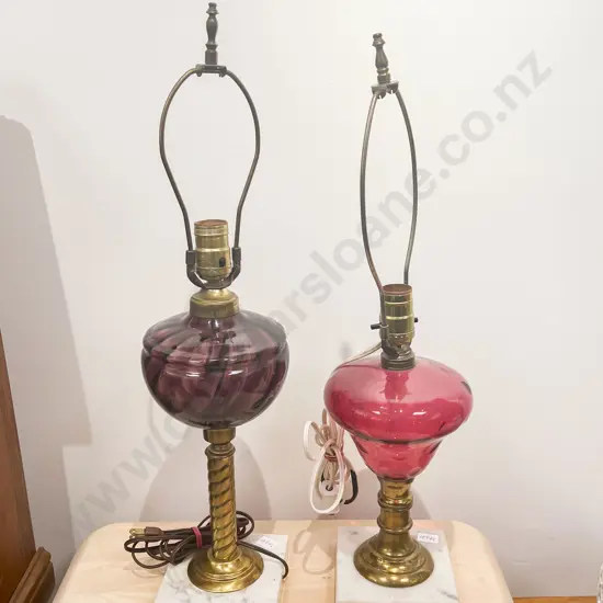 Two Vict Kerosene Lamps (electrified)