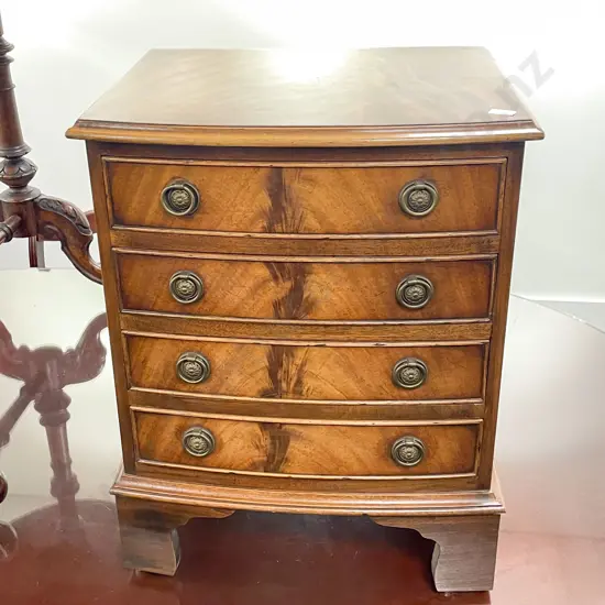 Reproduction Mahogany Bowfront Bedside Chest
