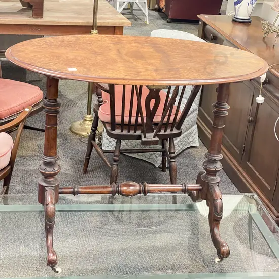Burr Walnut Oval Refectory Side Table
