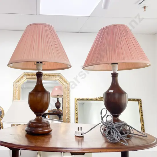 Pair of Turned Wood Table Lamps