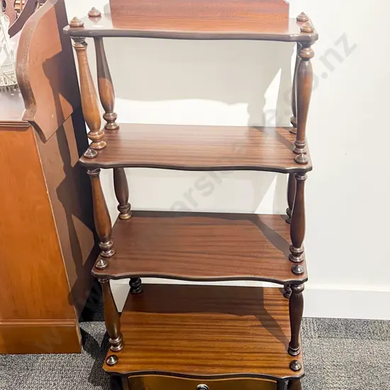 Reproduction Four Tier Whatnot with Single Drawer to Base