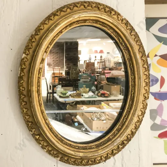 Small Gilt Framed Oval Wall Mirror