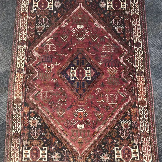 Persian Floor Rug with Centralized Medallion