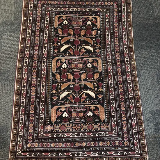 Persian Floor Rug with Symmetrical Central Design