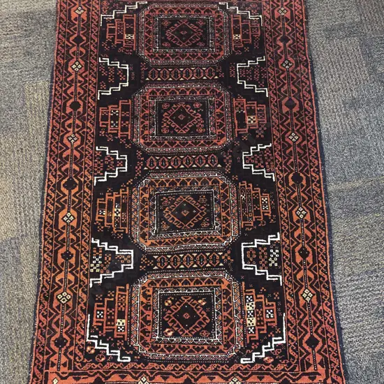 Persian Floor Rug with Row of Four Centralized Medallions
