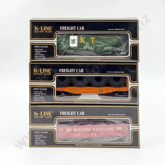 K-Line Electric Trains O Gauge Boxed Three Freight Cars