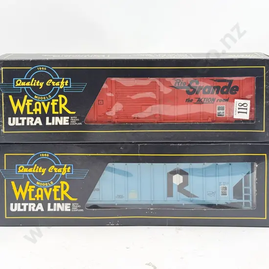 Weaver O Gauge Boxed Rio Grande Boxcar and Rock Island Hopper