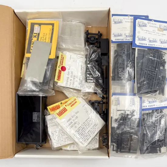 Qty Big Train Coach Window Packs and Various with Atlas Wagon and Five Kit Set Wagons