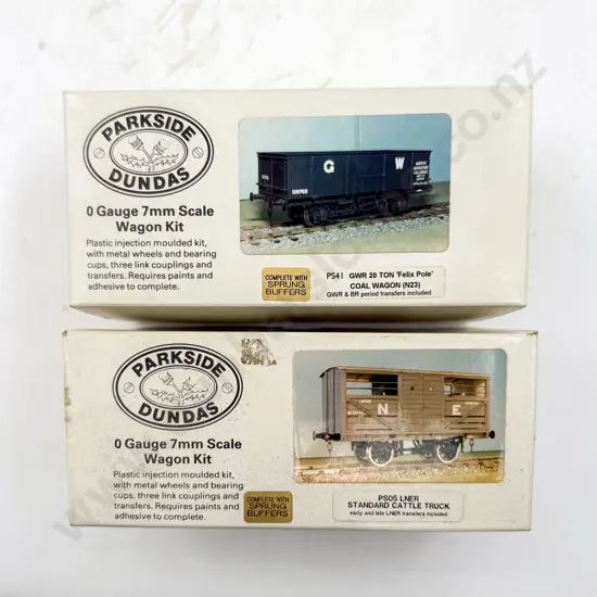 Parkside Dundas O Gauge Two Wagon Kits GW Coal Wagon and NE Cattle Truck