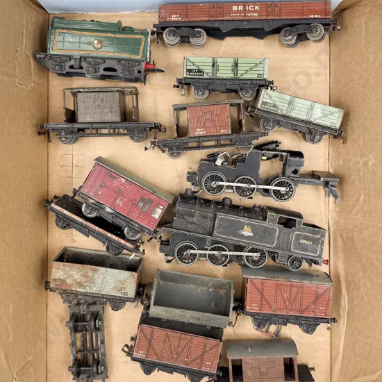 Hornby Dublo HO Gauge Tank with Two 3-Rail Engines and Rolling Stock Wagons