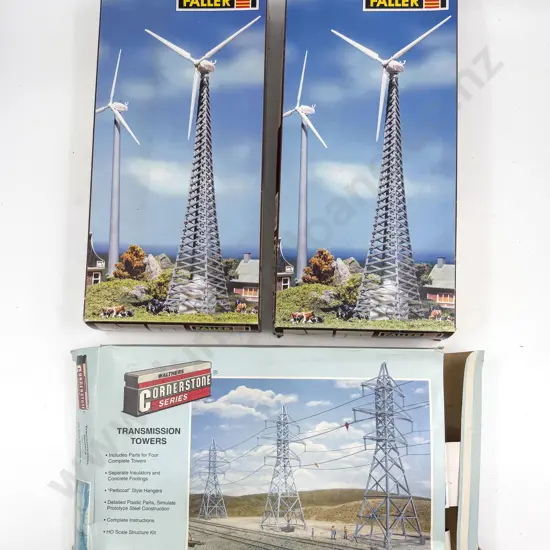 Faller HO Gauge Wind Power Stations x2 with Transmission Towers Uncompleted Kits