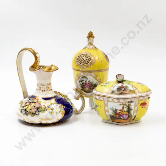 C19th Dresden Bowl & Covered Pot Pourri
