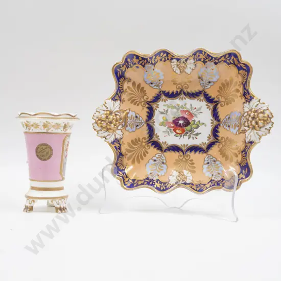 C19th Derby Serving Dish & Posy Vase