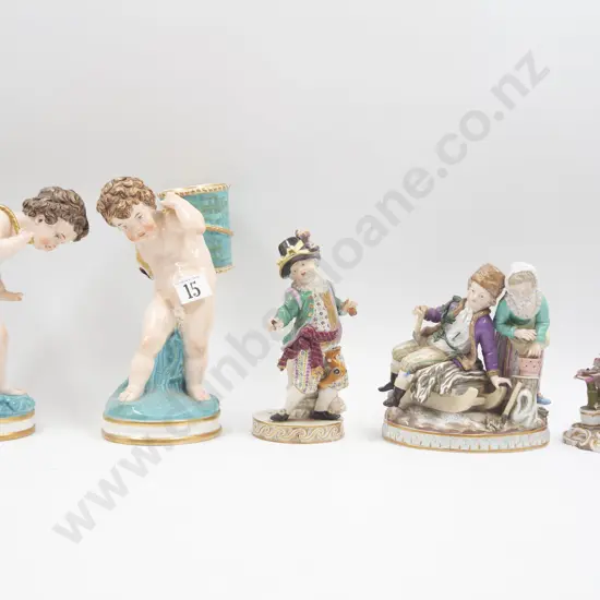 Early - Mid C19th Meissen Worcester & Other Figure Groups (5) (faults)