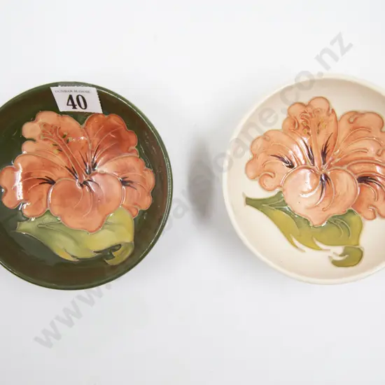 Two Moorcroft Hibiscus Pattern Dishes