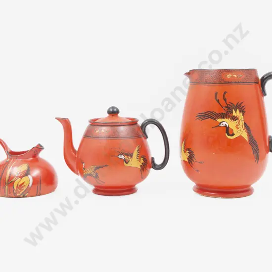 Shelley Crane Pattern Teapot & Two Others