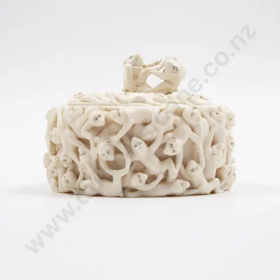 Early C20th Carved Ivory Trinket Box
